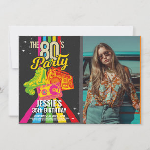 Invitation Retro 1980 Anniversaire 80 Photo du Parti