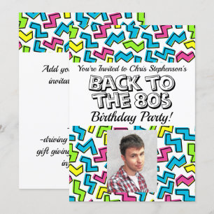 Invitation Retro 1980's Motif 80's Birthday Party Photo