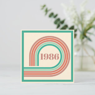 Invitation Rétro 1986 40e anniversaire rayure corail boho