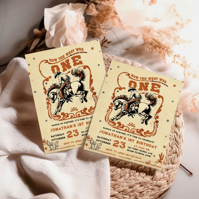 Invitation Retro 1st Rodeo Western Cowboy Anniversaire (Créateur téléchargé)