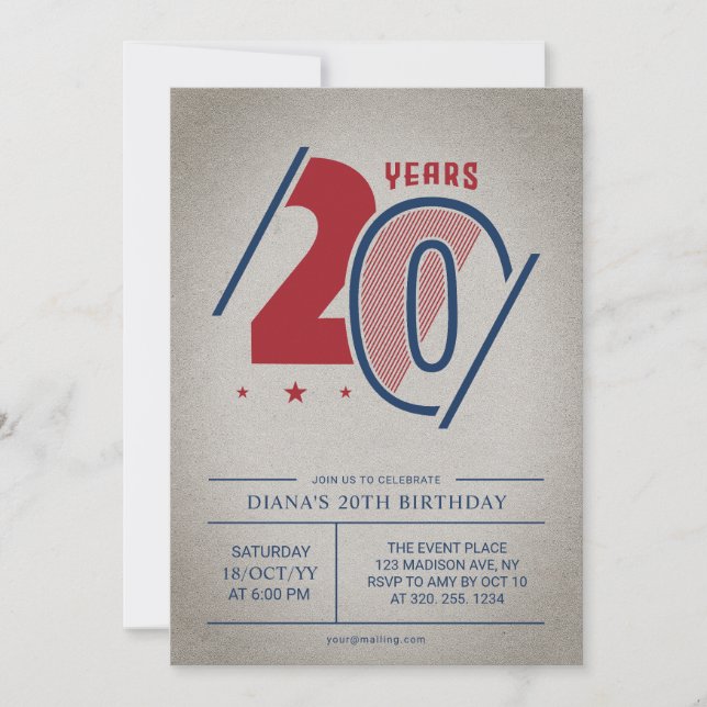 Invitation Retro 20e anniversaire (Devant)