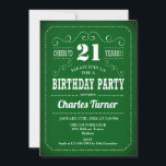 Invitation Retro 21e fête d'anniversaire - Blanc Vert<br><div class="desc">Invitation de fête du 21e anniversaire. Invitation d'anniversaire adulte vert et blanc pour hommes ou femmes. Fonctionne avec une police de script de typographie rétro. Salut à 21 ans ! Elégante carte invitation parfaite pour une célébration anniversaire de jalon élégante.</div>