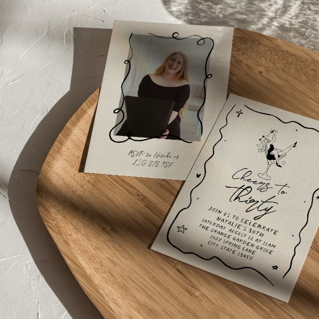 Invitation Retro 30th Cheers To Thirty Photo Birthday Party (Créateur téléchargé)