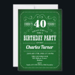 Invitation Retro 40th Birthday Party - Vert blanc<br><div class="desc">40e anniversaire invitation en vert et blanc. Elégante invitation d'anniversaire adulte pour hommes ou femmes. Fonctionne avec une police de script de typographie rétro. Bravo à 40 ans ! Carte Invitation parfaite pour une célébration anniversaire de jalon élégante.</div>