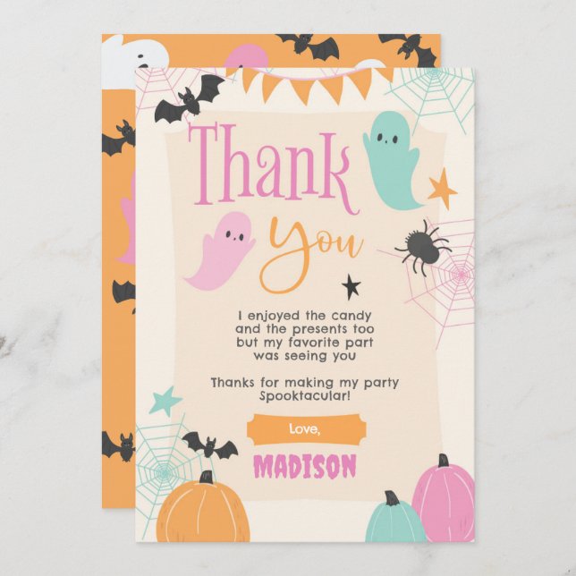 Invitation Retro 50s Halloween Party Thank You Card (Devant / Derrière)