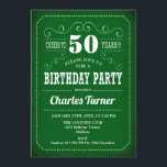 Invitation Retro 50th Birthday Party - Vert blanc<br><div class="desc">Invitation à la fête du 50e anniversaire. Design rétro élégant en vert et blanc. Peut être customisé à n'importe quel âge!</div>