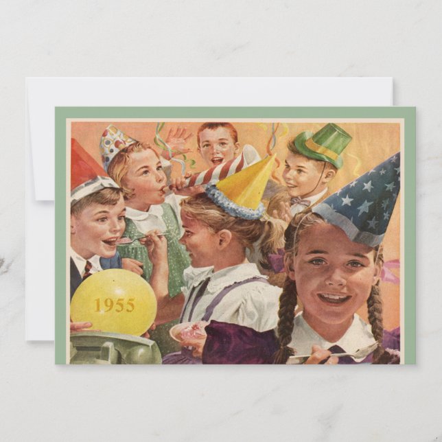 Invitation Retro 60e fête d'anniversaire 1955 Souvenirs d'enf (Devant)