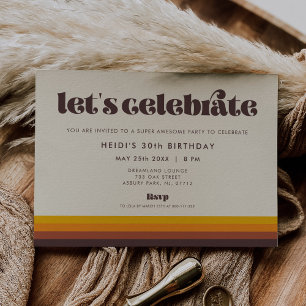 Invitation Retro 60s Vintage Fêtons Anniversaire
