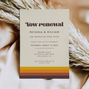 Invitation Retro 60s Vintage Mid Century Mariage Vow Renouvel