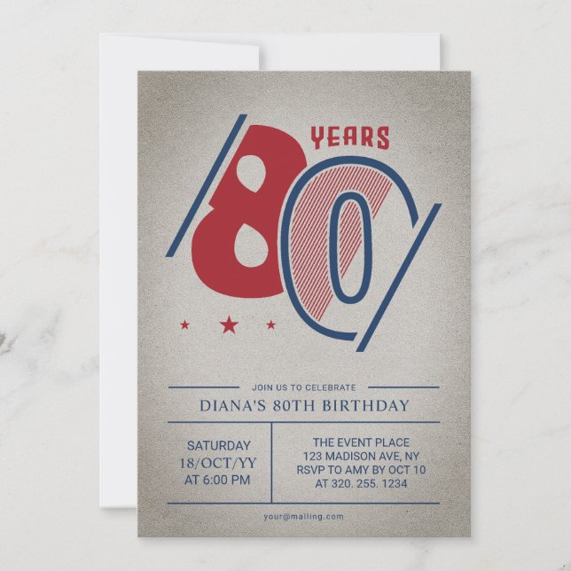 Invitation Retro 80e anniversaire (Devant)