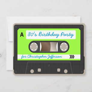 Invitation Retro 80s Cassette Bande Anniversaire Fête Invitat