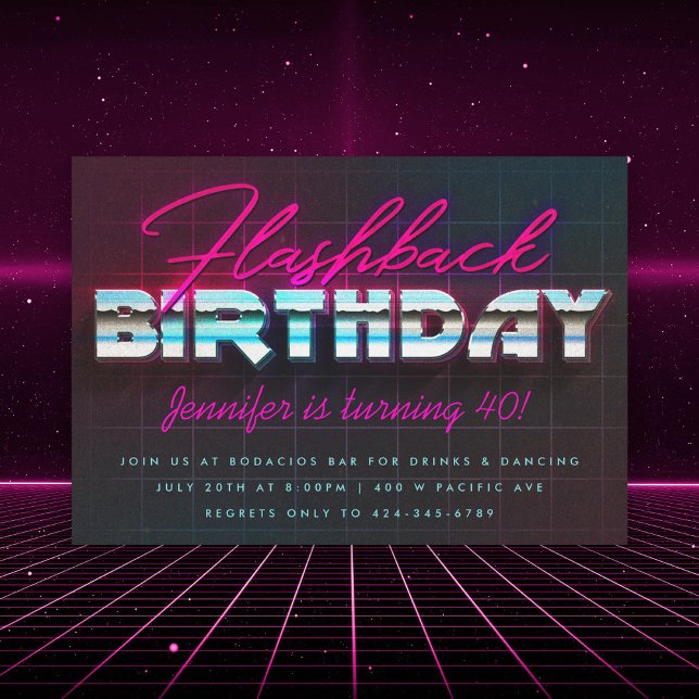Invitation Retro 80s Flashback fête d'anniversaire (Créateur téléchargé)