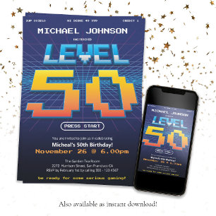 Invitation Retro 80s Funny 50e anniversaire fête