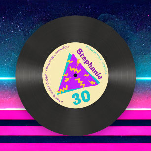 Invitation Retro 80s Thématique 30e Anniversaire Faux Record