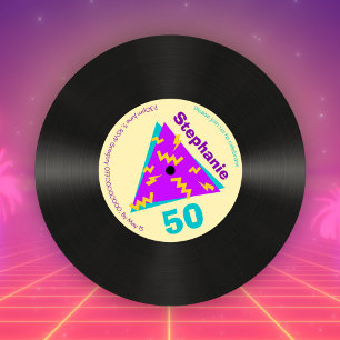 Invitation Retro 80s Thématique 50e Anniversaire Faux Record