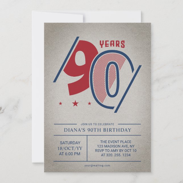 Invitation Retro 90e anniversaire (Devant)