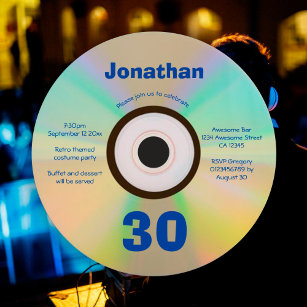 Invitation Retro 90s Musique Thème 30e anniversaire Faux CD