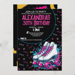 Invitation Retro 90's Roller Skating Birthday Party