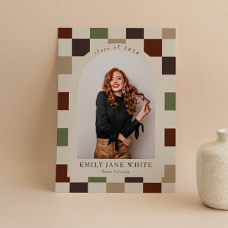 Invitation Retro À damiers Arch Diplôme photo intemporel
