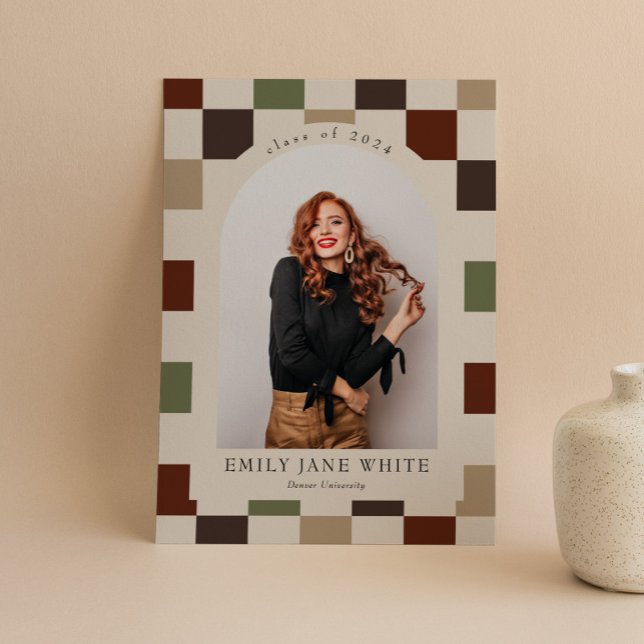 Invitation Retro À damiers Arch Diplôme photo intemporel (Créateur téléchargé)