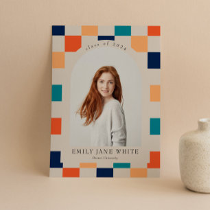 Invitation Retro À damiers Arch Diplôme photo intemporel