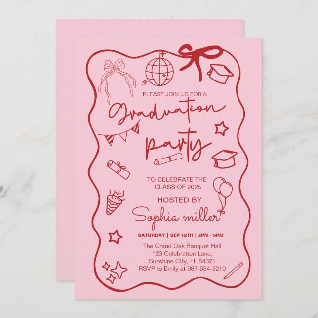 Invitation Rétro à la Fête de Remise des Diplômes  (Devant / Derrière)