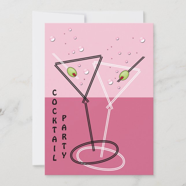 Invitation rétro à une soirée cocktail (Devant)