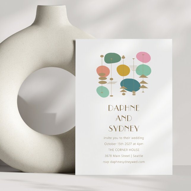 Invitation Retro Age atomique milieu du siècle moderne chic M (Créateur téléchargé)