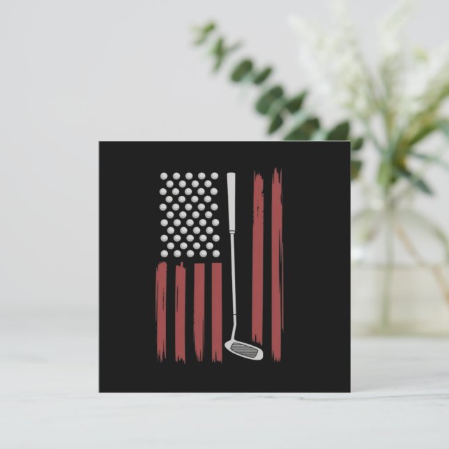 Invitation Retro American Flag Golf Golfer Funny Golf Club (Debout devant)