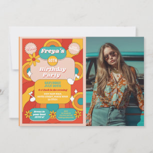 Invitation Retro Anniversaire 60s les années 70 80s Musique V