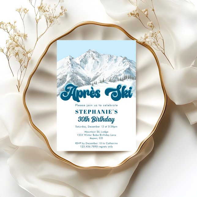 Invitation Retro Apres Ski Winter Mountain Birthday Party (Créateur téléchargé)