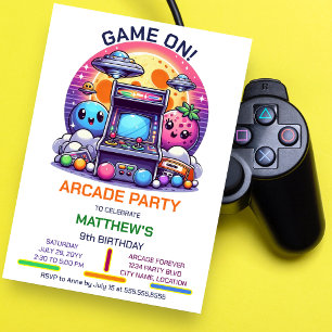 Invitation Retro Arcade fête d'anniversaire
