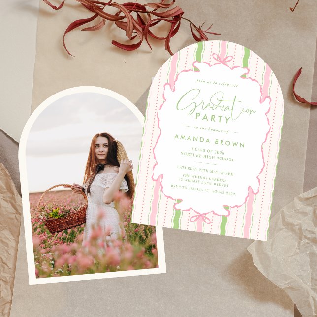 Invitation Retro Arch Hand Drawn Grad Party 2026 (Créateur téléchargé)