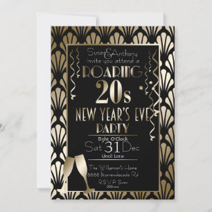 Invitation Rétro Art déco années 20 rugissante Réveillon de l