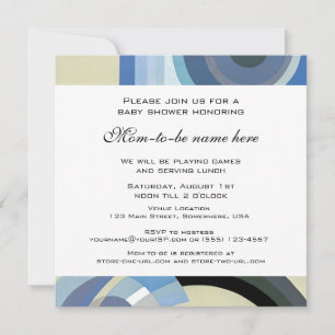 Invitation Retro Art Deco Jazz Vintage Blue Boy Baby shower