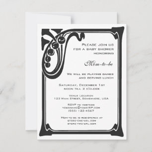 Invitation Retro Art Deco Jazz Vintage Blue Boy Baby shower