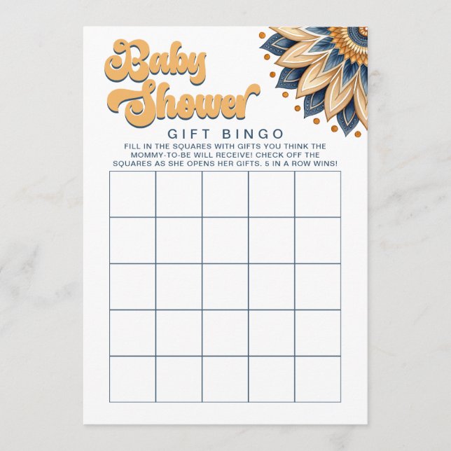 Invitation Retro Baby shower de tournesol cadeau Jeu de Bingo (Devant)