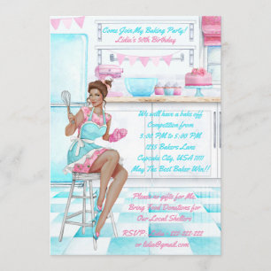 Invitation Retro Baking Cook de la compétition Anniversaire