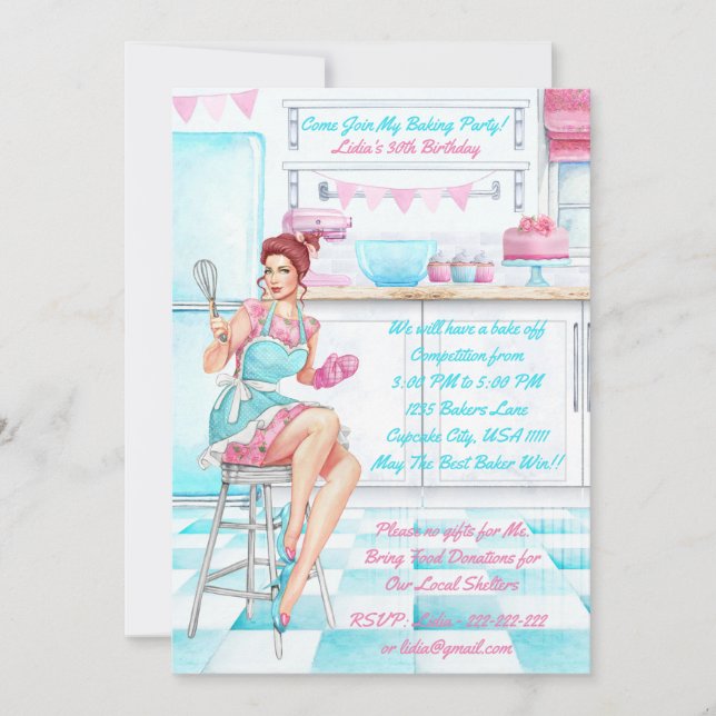 Invitation Retro Baking Cook de la compétition Anniversaire (Devant)