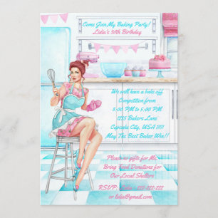 Invitation Retro Baking Cook de la compétition Anniversaire
