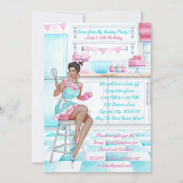 Invitation Retro Baking Cook de la compétition Anniversaire (Devant)