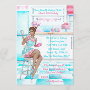 Invitation Retro Baking Cook Off Concours Anniversaire