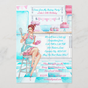 Invitation Retro Baking Cook Off Concours Anniversaire