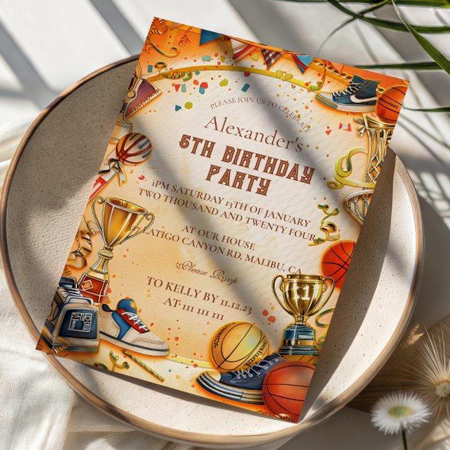 Invitation Retro Basketball Trophy Birthday (Créateur téléchargé)