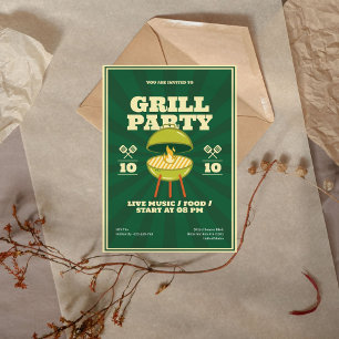 Invitation Retro BBQ Grill Party