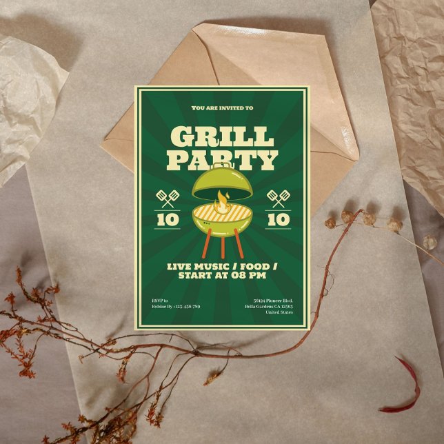 Invitation Retro BBQ Grill Party (Créateur téléchargé)