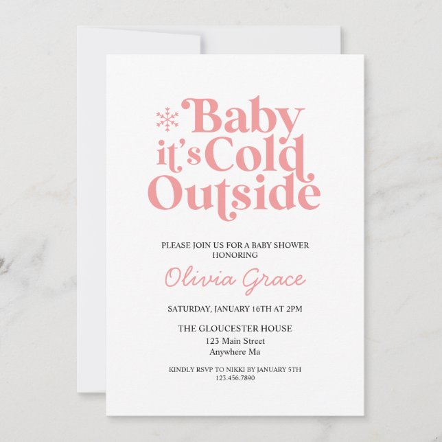 Invitation Rétro Bébé Il fait froid dehors Baby Shower (Devant)