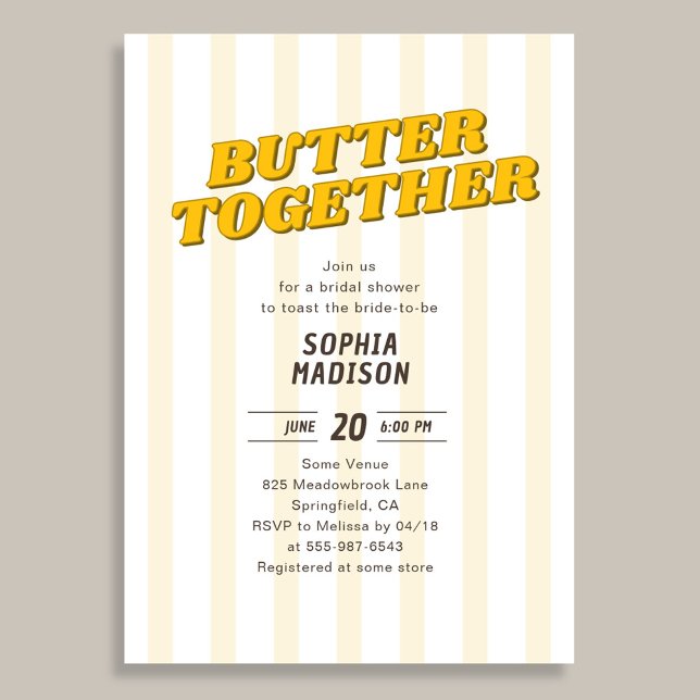 Invitation Rétro Beurre Ensemble Jaune Baby Shower de Mariée (Créateur téléchargé)