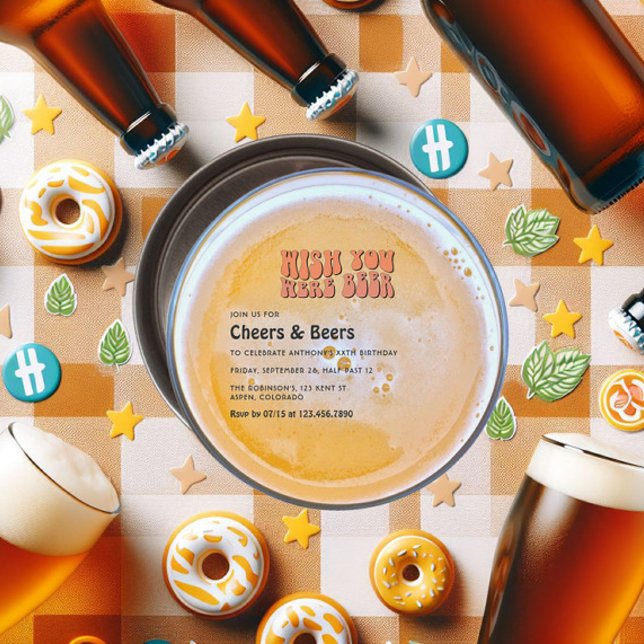 Invitation Retro Bière thème fête d'anniversaire (Retro Beer Party Invitation)
