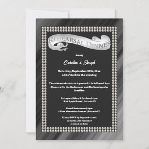 Invitation Retro Black & White Pearls Dîner de répétition